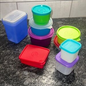 Set of 9 Assorted Mini Colorful Food Storage Container’s by Tupperware